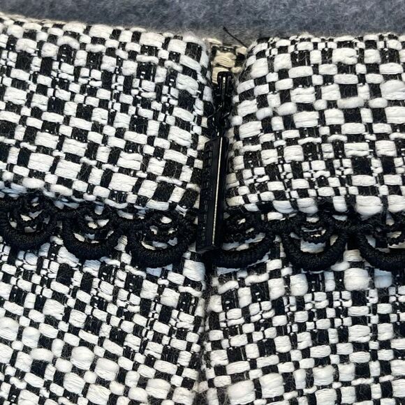 NWT KARL LAGERFELD Skirt Womens Size 16 Black White Tweed A-Line Mini Flat Front - Picture 12 of 16